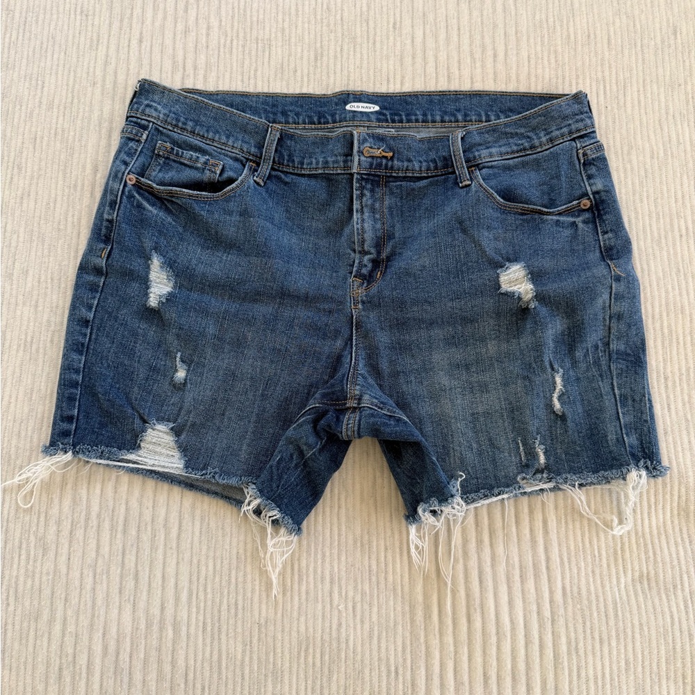 Old Navy Blue Distressed Jean Shorts